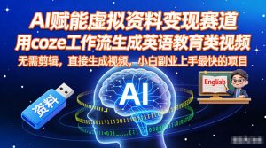 AI赋能虚拟资料变现赛道,用coze工作流生成英语教育类视频,无需剪辑,直接生成视频,小白副业上手最快的项目-识享社