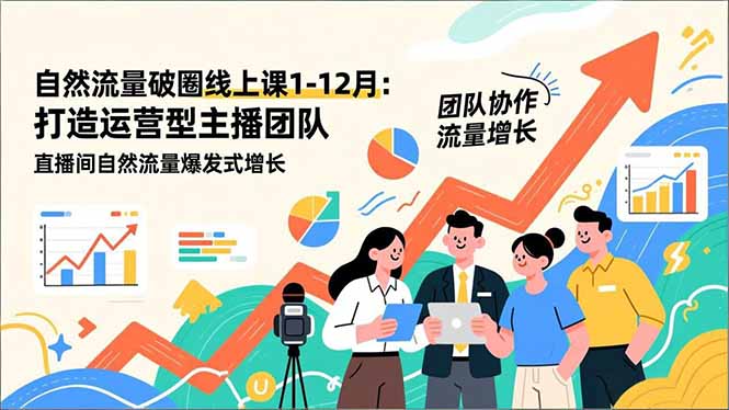 自然流量破圈线上课1-12月更新：打造运营型主播团队 直播间自然流量爆发式增长-识享社