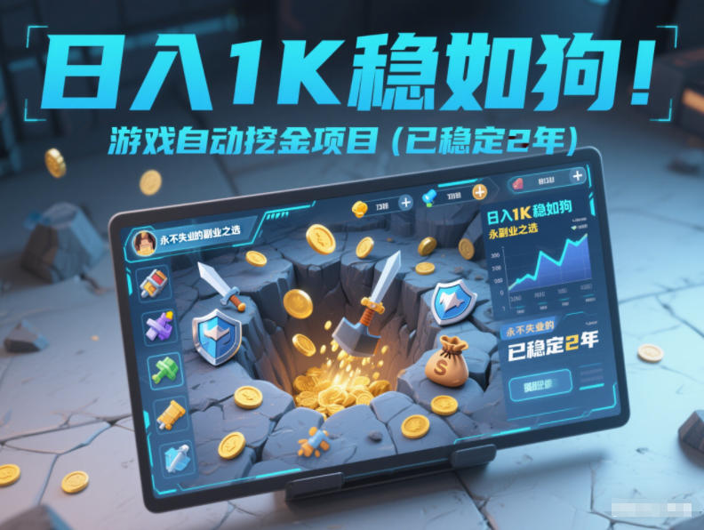 日入1K稳如狗!游戏自动挖金项目(已稳定2年),永不失业的副业之选【揭秘】-识享社