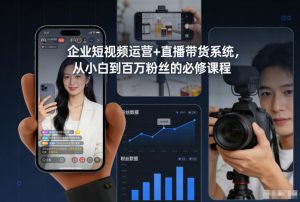 企业短视频运营+直播带货系统，从小白到百万粉丝的必修课程-识享社