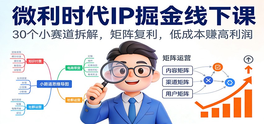 图片[1]-微利时代IP掘金线下课：30个小赛道拆解，矩阵复利，低成本赚高利润-识享社