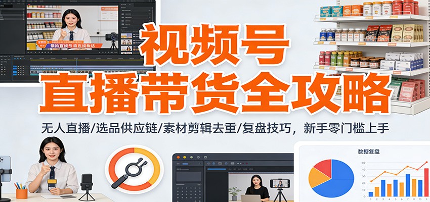 图片[1]-视频号直播带货全攻略：无人直播/选品供应链/素材剪辑去重/复盘技巧，零门槛上手-识享社