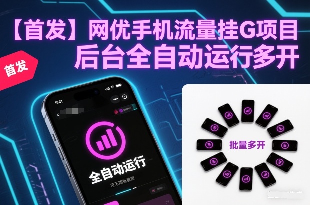 【首发】网优手机流量挂G项目,后台全自动运行,可无限批量多开【揭秘】-识享社