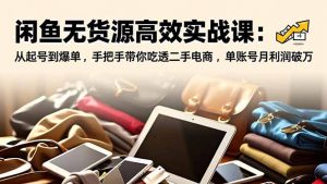 闲鱼无货源高效实战课：从起号到爆单，手把手带你吃透二手电商，单账号月利润破万-识享社