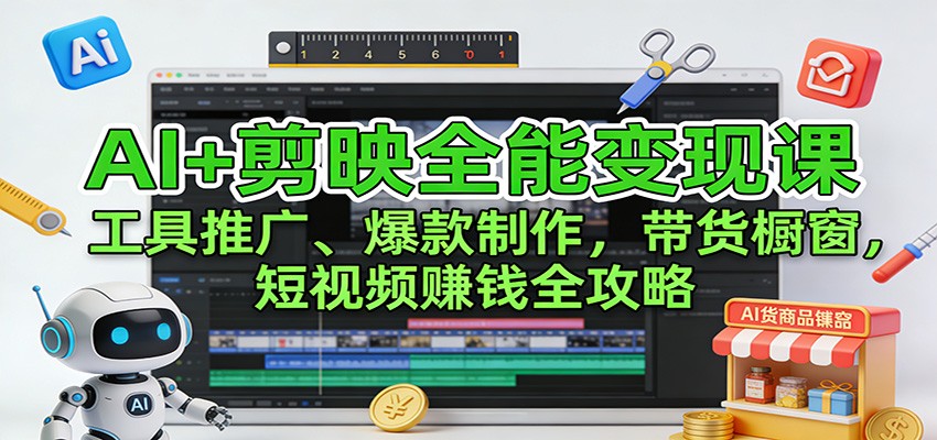 图片[1]-AI+剪映全能变现课：工具推广、爆款制作、带货橱窗，短视频赚钱全攻略-识享社