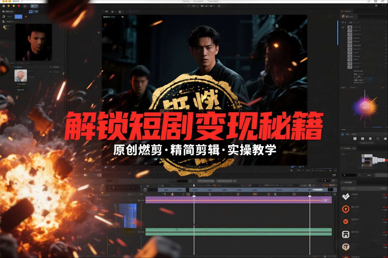 短剧拉新之原创燃剪精简剪辑实操课,解锁短剧变现秘籍-识享社