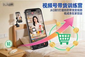 视频号带货训练营,从0到1打造你的带货变现路,低成本在家创业-识享社