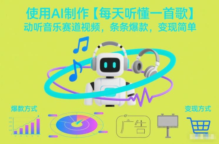 使用AI制作【每天听懂一首歌】动听音乐赛道视频，条条爆款，变现简单-识享社