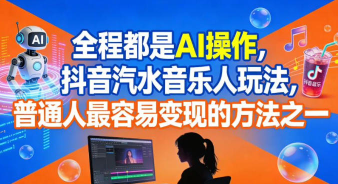 全程都是AI操作,抖音汽水音乐人玩法,普通人最容易变现的方法之一-识享社