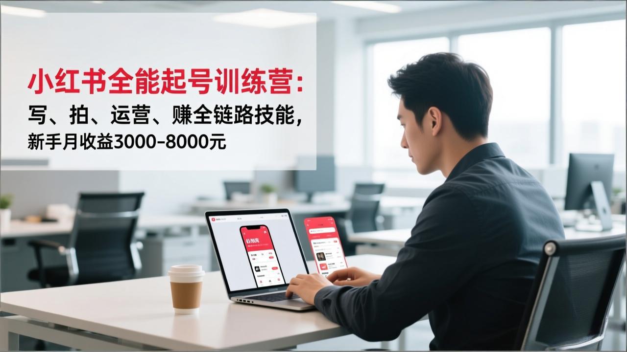 小红书全能起号训练营：写、拍、运营、赚全链路技能，新手月收益3000-8000元-识享社