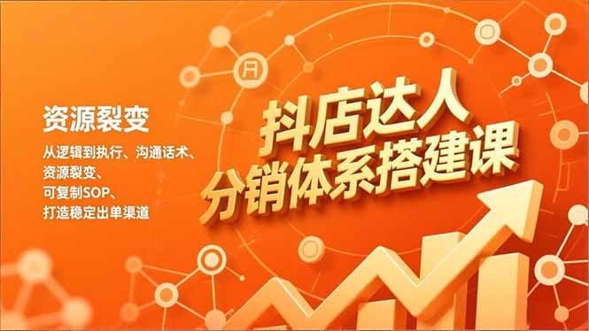 抖店达人分销体系搭建课,从逻辑到执行、沟通话术、资源裂变,可复制SOP,打造稳定出单渠道-识享社