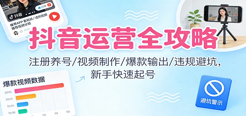 图片[1]-抖音运营全攻略：注册养号/视频制作/爆款输出/违规避坑，新手快速起号-识享社