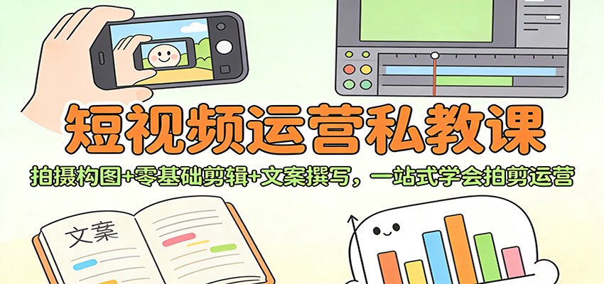 图片[1]-短视频运营私教课：拍摄构图+零基础剪辑 +文案撰写，一站式学会拍剪运营-识享社