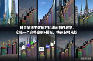 抖音某博主数据对比动画制作教学，实操完整案例+模板，快速起号涨粉-识享社