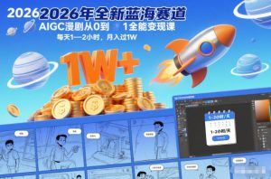 2026年全新蓝海赛道AIGC漫剧从0到1全能变现课,每天1—2小时,月入过1W-识享社