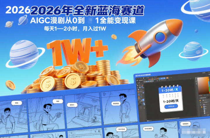 2026年全新蓝海赛道AIGC漫剧从0到1全能变现课,每天1—2小时,月入过1W-识享社