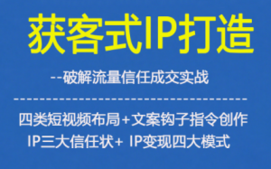 获客型IP打造,破解流量信任成,四类短视频布局+文案钩子指令创作IP三大信任状+IP变现四大模式-识享社