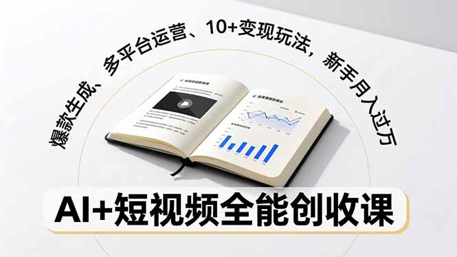 AI+短视频全能创收课,爆款生成、多平台运营、10+变现玩法,新手月入过万-识享社