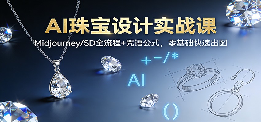 AI珠宝设计实战课：Midjourney/SD全流程+咒语公式，零基础快速出图-识享社