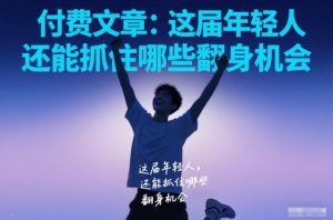 付费文章:这届年轻人,还能抓住哪些翻身机会-识享社