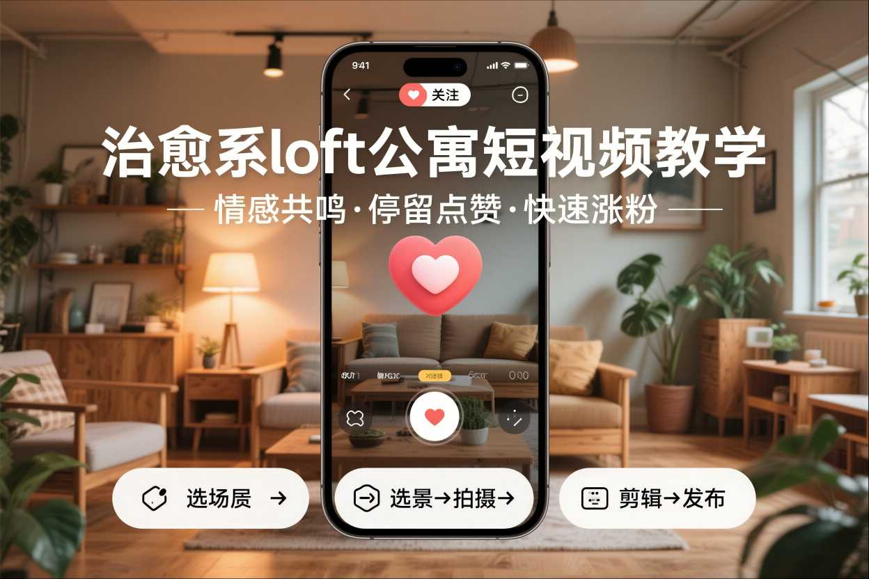 治愈系loft公寓短视频制作教学,情感共鸣引停留点赞关注,快速起号涨粉-识享社