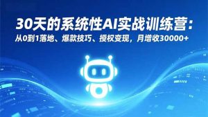 30天的系统性AI实战训练营:从0到1落地、爆款技巧、授权变现,月增收30000+-识享社