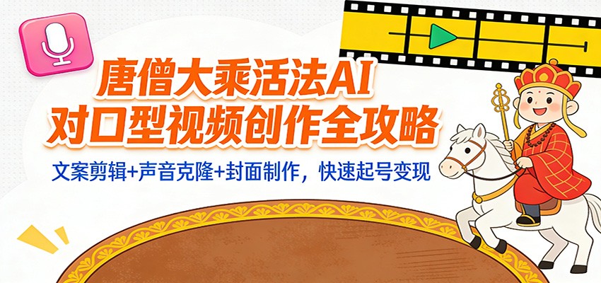 “大乘活法”AI对口型视频创作全攻略:文案剪辑+声音克隆+封面制作,快速起号变现-识享社