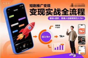 短剧推广变现实战全流程,基础+进阶,普通人也能做到日入1k+-识享社