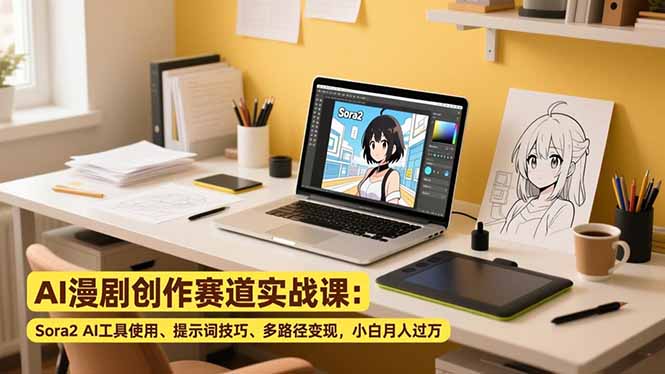 AI漫剧创作赛道实战课：Sora2 AI工具使用、提示词技巧、多路径变现，小白月入过万-识享社