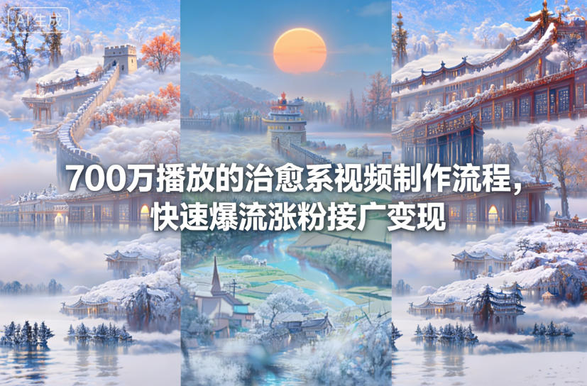700万播放的治愈系视频制作流程，快速爆流涨粉接广变现-识享社