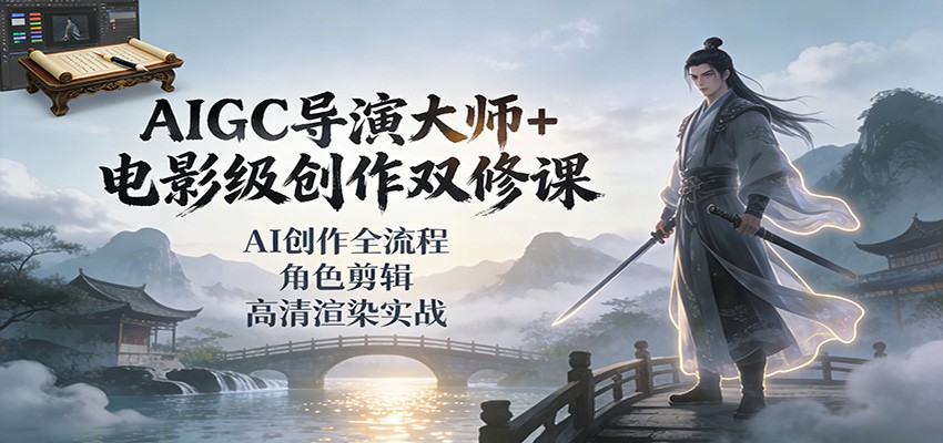 AIGC导演大师+电影级创作双修课:AI创作全流程、角色剪辑、高清渲染实战-识享社