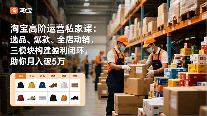 淘宝高阶运营私家课:选品、爆款、全店动销,三模块构建盈利闭环,助你月入破5万-识享社