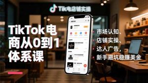 TikTok电商从0到1体系课,市场认知、店铺实操、达人广告,新手避坑稳赚美金-识享社