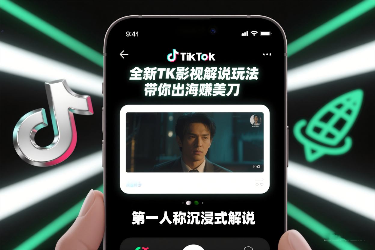 TikTok第一人称影视解说教学,全新TK影视解说玩法,带你出海賺美刀-识享社