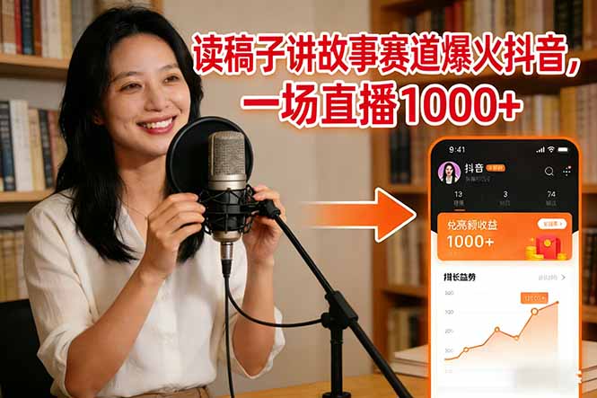 读稿子讲故事赛道爆火抖音,一场直播日入1000+-识享社