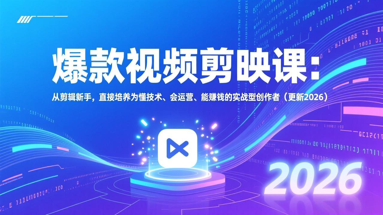 爆款视频剪映课：从剪辑新手，直接培养为懂技术、会运营、能赚钱的实战型创作者(更新2026-识享社