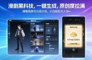 漫剧黑科技，一键生成，原创度拉满，撸爆视频号分成计划，小白轻松月入3k+-识享社