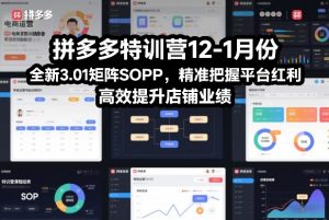 拼多多特训营12-1月份,全新3.01矩阵Sop,精准把握平台红利,高效提升店铺业绩-识享社