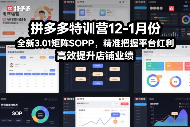 拼多多特训营12-1月份,全新3.01矩阵Sop,精准把握平台红利,高效提升店铺业绩-识享社