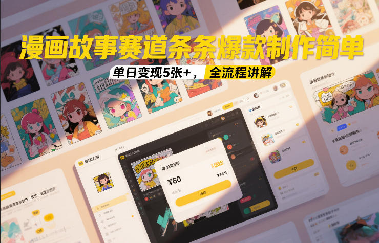 漫画故事赛道条条爆款制作简单,单日变现5张+,全流程讲解-识享社