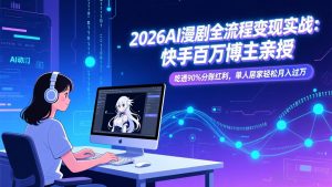2026AI漫剧全流程变现实战:快手百万博主亲授,吃透90%分账红利,单人居家轻松月入过万-识享社