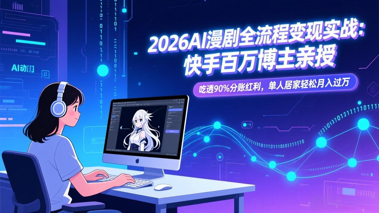 2026AI漫剧全流程变现实战:快手百万博主亲授,吃透90%分账红利,单人居家轻松月入过万-识享社