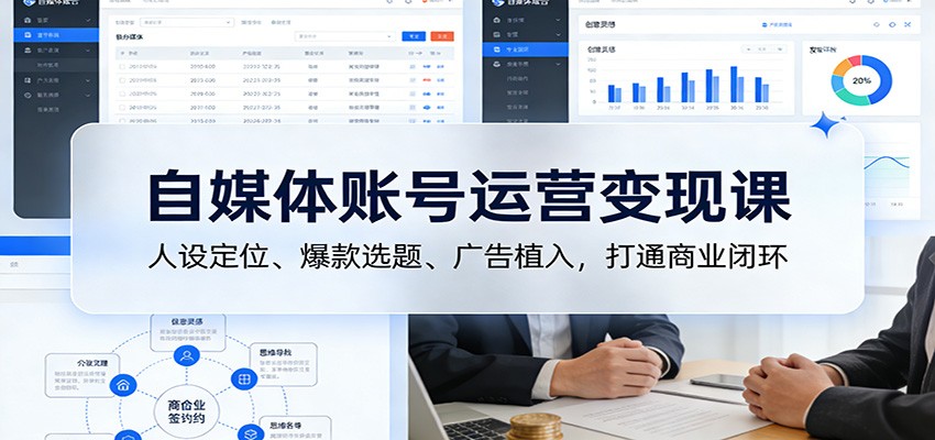自媒体账号运营变现课:人设定位、爆款选题、广告植入,打通商业闭环-识享社