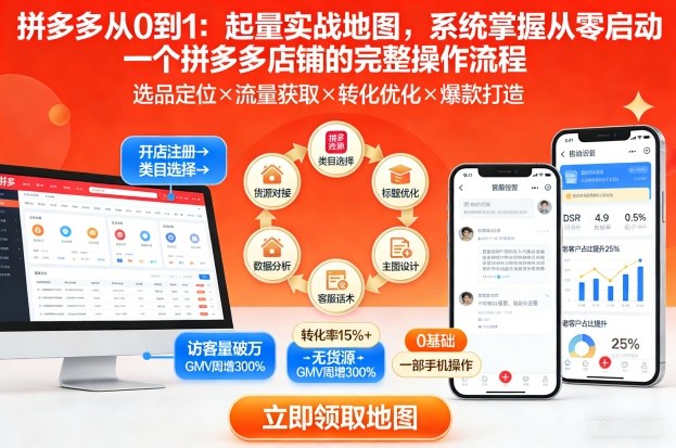 拼多多从0到1：起量实战地图，系统掌握从零启动一个拼多多店铺的完整操作流程-识享社