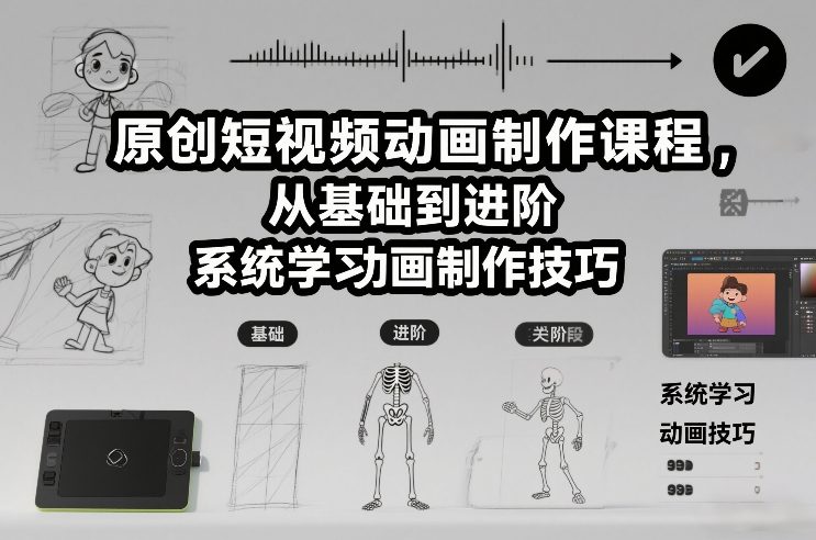 原创短视频动画制作课程,从基础到进阶,系统学习动画制作技巧-识享社