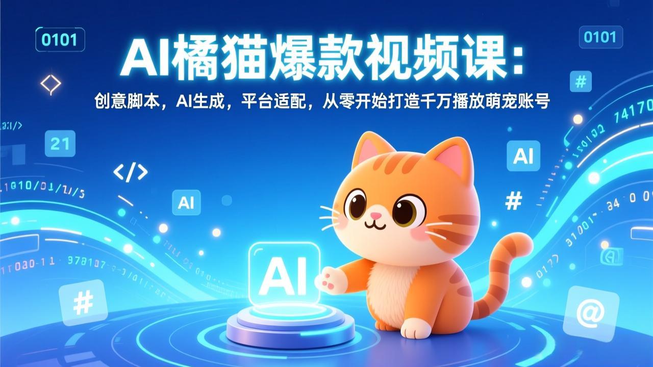 AI橘猫爆款视频课:创意脚本,AI生成,平台适配,从零开始打造千万播放萌宠账号-识享社