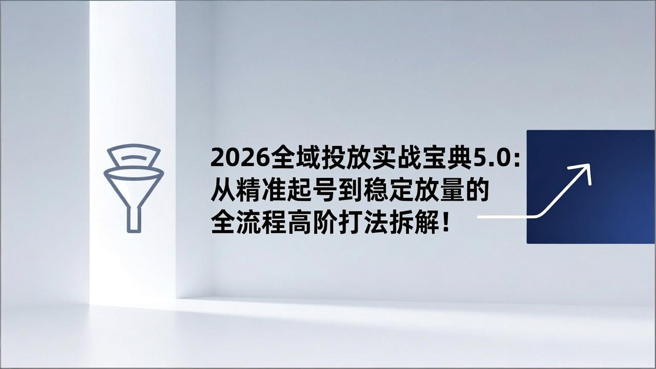 2026全域投放实战宝典5.0:从精准起号到稳定放量的全流程高阶打法拆解!-识享社