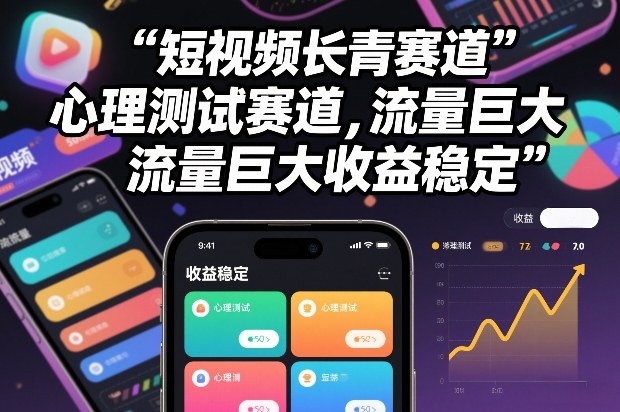 短视频长青赛道，心里测试赛道，流量巨大，收益稳定-识享社