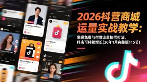 2026抖音商城运营实战教学:掌握免费与付费流量协同打法,抖店可持续增长(26年1月完整版115节-识享社