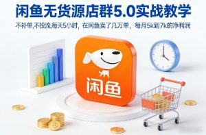 闲鱼无货源店群5.0实战教学,不补单,不投流,每天5小时,在闲鱼卖了几万单,每月5k到7k的净利润-识享社